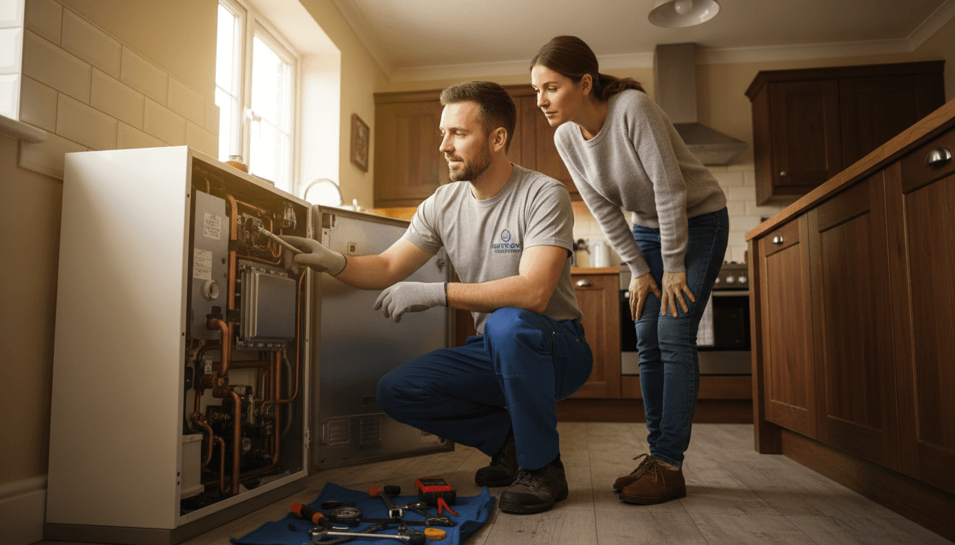 engineer explaining repair quote to customer